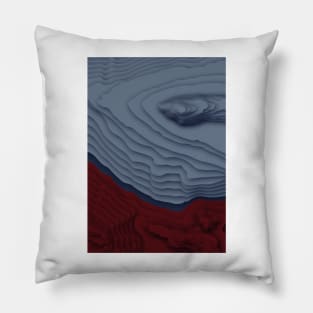 Red/Blue Topographical Contour Map Pattern Pillow