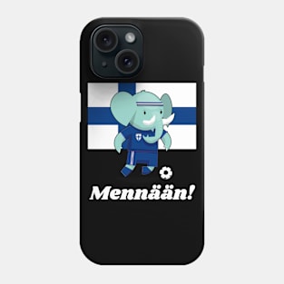 ⚽ Finland Football, Cute Elephant Kicks Ball, Mennään! Team Spirit Phone Case