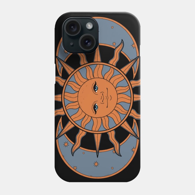 Celestial Sun and Moon and Stars Phone Case by katieharperart