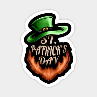 Green Hat And Red Beard Logo For St Patricks Day Magnet