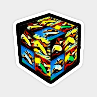 Cube Colorful Abstract Design Magnet