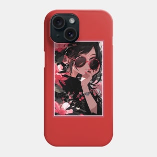 Aesthetic Anime Girl Pink Rosa Black | Quality Aesthetic Anime Design | Premium Chibi Manga Anime Art Phone Case