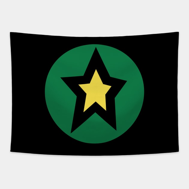 Yellow Star Green Circle Graphic Tapestry by ellenhenryart