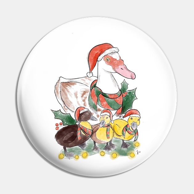 Christmas duck Pin by Jurassic Ink