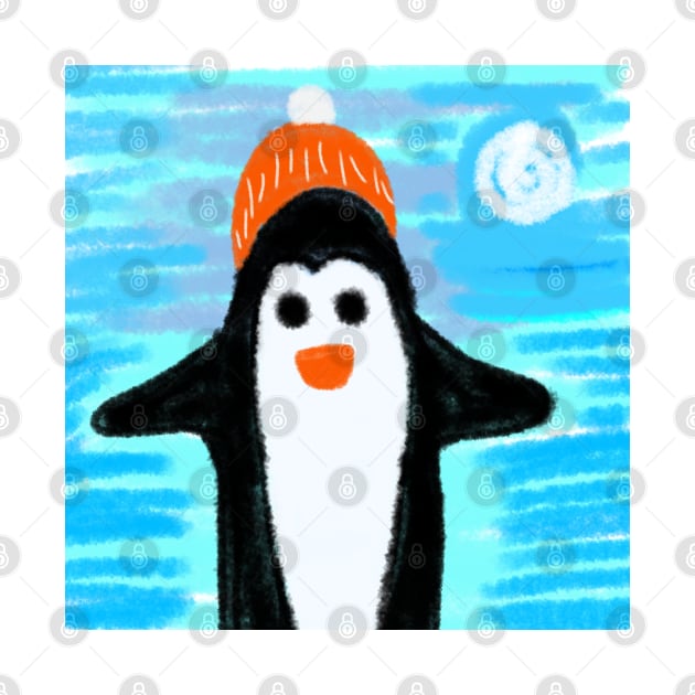 blue snow black penguin design by Artistic_st