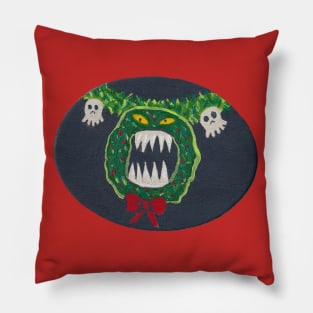 Man-eating Christmas Wreath Pillow