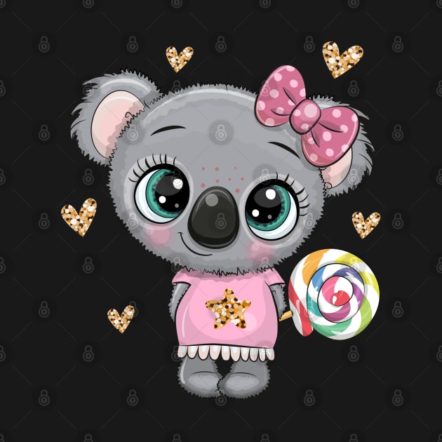 Cute koala girl with multicolour lollipop by Reginast777