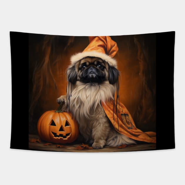 Halloween Pekingese Tapestry by NatashaCuteShop