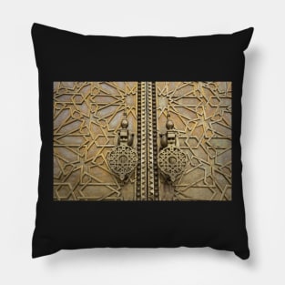 Golden door of the Royal Palace in Fez, Morocco Pillow