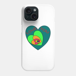 LOVE YOU. COLORFUL HARTS. COFFEE MUG, T-SHIRT, MUG, STICKER Phone Case