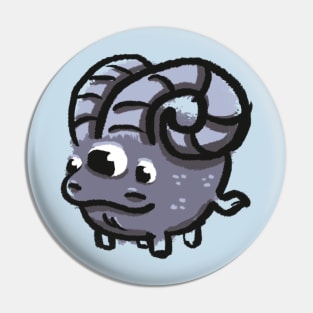 Three-Eyed Ram Doodle Monster Pin