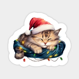 Lazy Manx Cat At Christmas Magnet