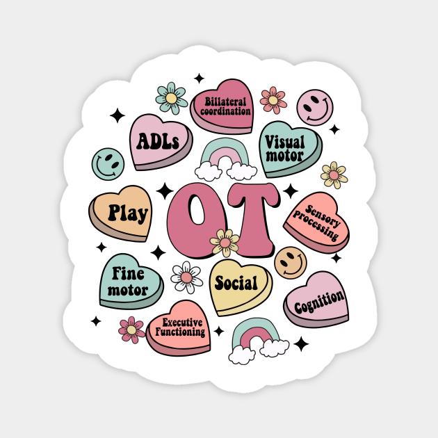 OT Candy Heart, Occupational Therapy Valentine's Day Magnet by artbyhintze