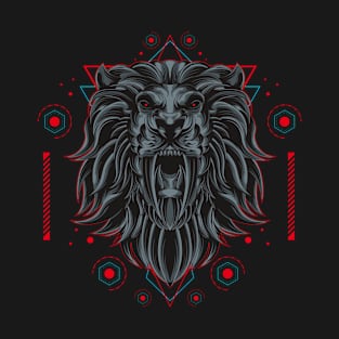dark lion sacred geometry T-Shirt
