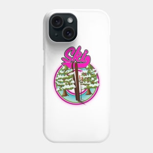 vintage ski pink logo Phone Case