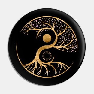 Yin Yang Tree of life - Fluorite and Gold Pin