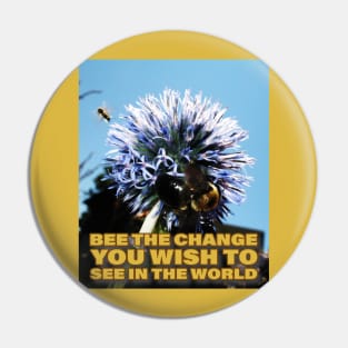Bumble Bee on a Purple Flower Change the World Pin