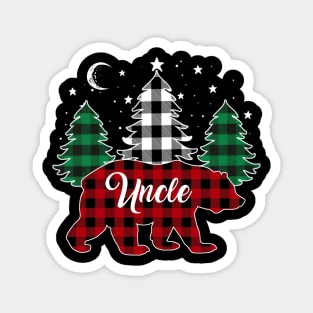 Uncle Bear Buffalo Red Plaid Matching Family Christmas Magnet