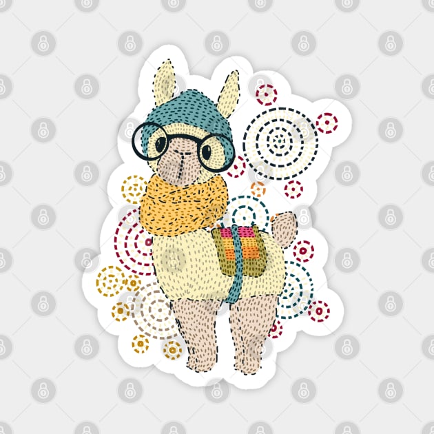 Cute dotted llama Magnet by Mimie20
