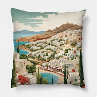 Naxos Greece Tourism Vintage Travel Poster Pillow