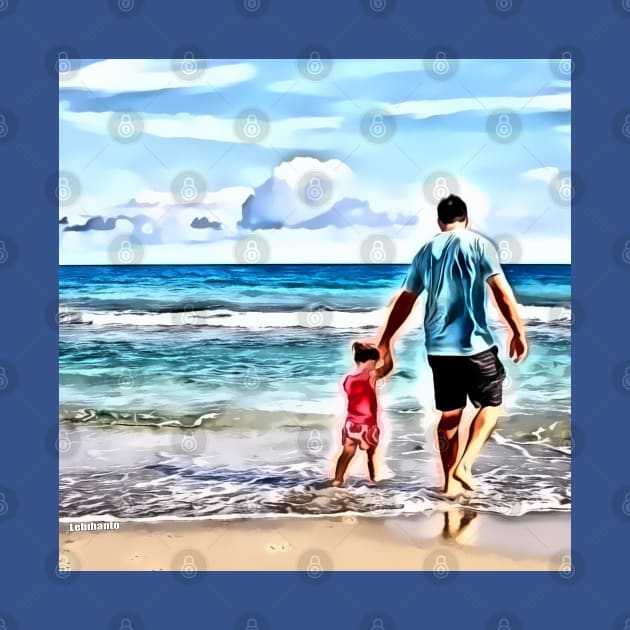 Father and child beach passive income by Lebihanto