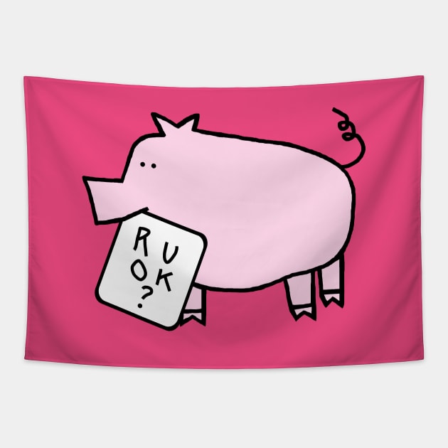 Cute Care Pig Wants to Know Are You Ok Tapestry by ellenhenryart