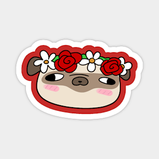 Flower Crown Pug Magnet