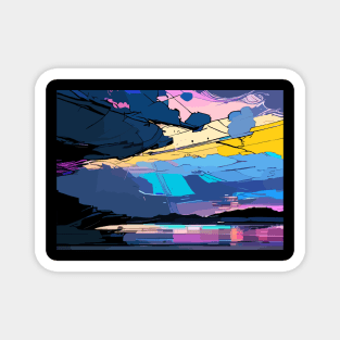 Sea & clouds artistic punk graphic style 1 Magnet