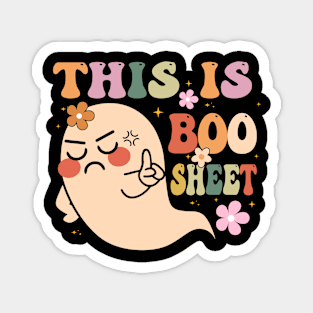 This Is Boo Sheet Ghost Groovy Floral Halloween Costume Magnet