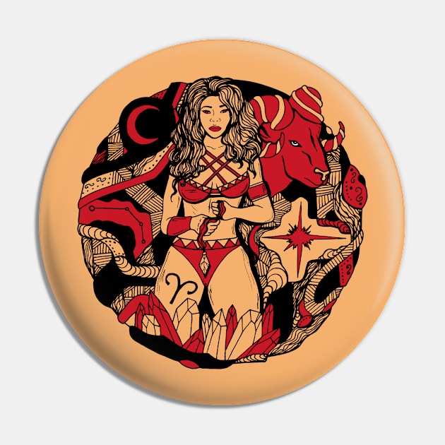 Red and Cream Aries Beauty Pin by kenallouis