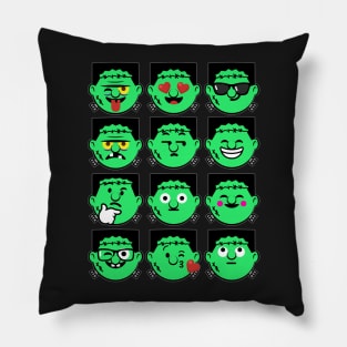 Emoji Faces Frankenstein Pillow