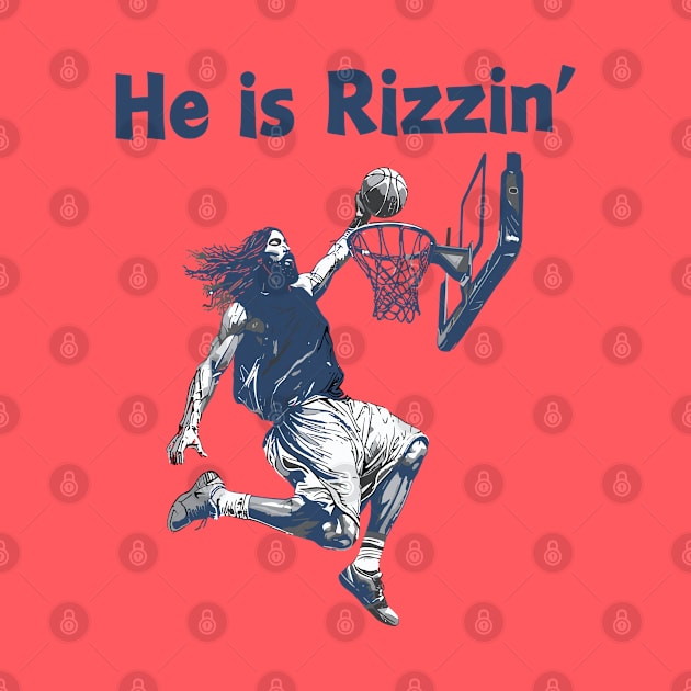 He Is Rizzin' Christian Juses Basketbal Happy Easter Retro by rhazi mode plagget