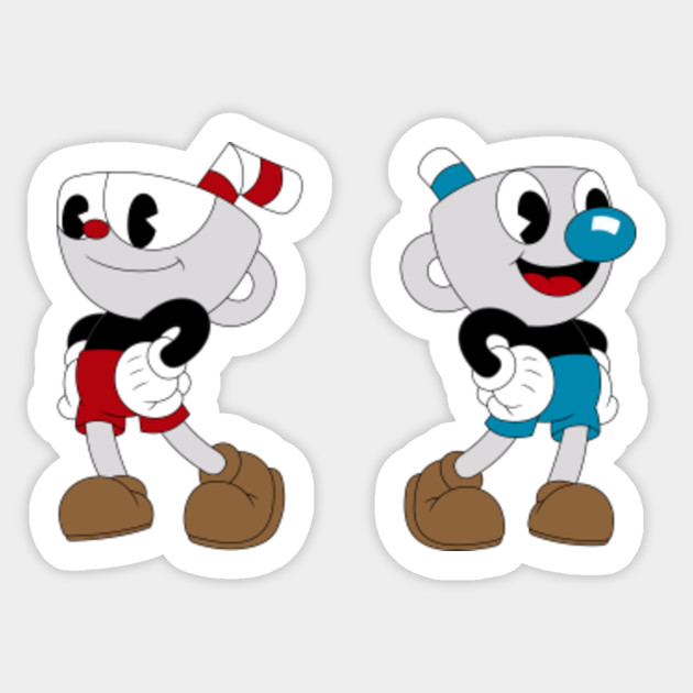 Cuphead And Mugman Cuphead Sticker Teepublic - cuphead cartoon rap battle roblox id