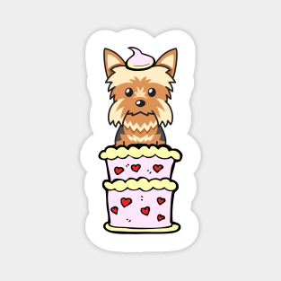 Yorkshrie terrier dog Jumping out of a cake Magnet