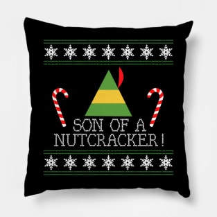 Son Of A Nutcracker Elf Quote Christmas Knit Pillow