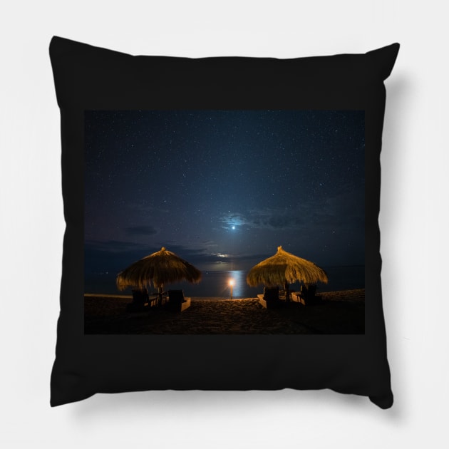 Anse Chastanet Sitting and Watching Venus Under the Stars Saint Lucia Caribbean Pillow by WayneOxfordPh