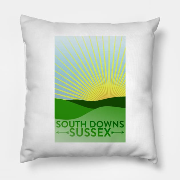Sussex South Downs Artwork Pillow by McNutt
