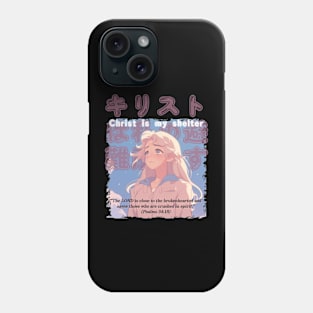 Christian Manga with Kanjis - Christ is My Shelter Phone Case