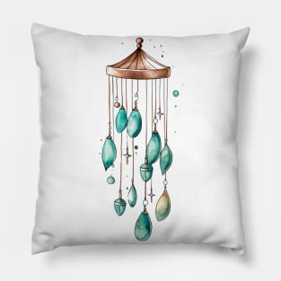 Aqua Wind Chime and Charms Pillow