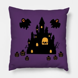 Spooky Halloween Ghost Pumpkin Black Cat Graveyard Church Pillow