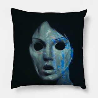 SMOOTH Glitch Art Scary Portrait Pillow