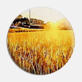 Golden Fields and Train Lines Pin