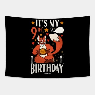 It's My 9th Birthday Fox Tapestry