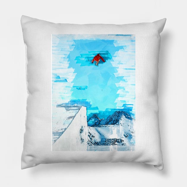 Snowboarder In The Air. For snowboarding lovers. Pillow by ColortrixArt