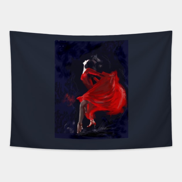 Red dress dancer Tapestry by Stufnthat