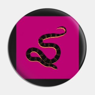 Snake block print black yellow pink Pin