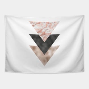 Textured marble and rose gold triangles Tapestry