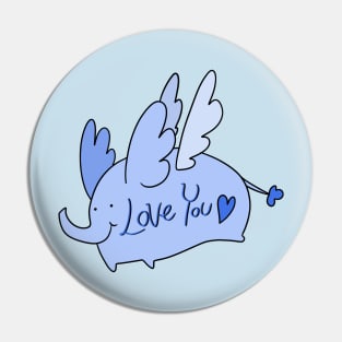 Blue Angel Elephant "Love You" Pin