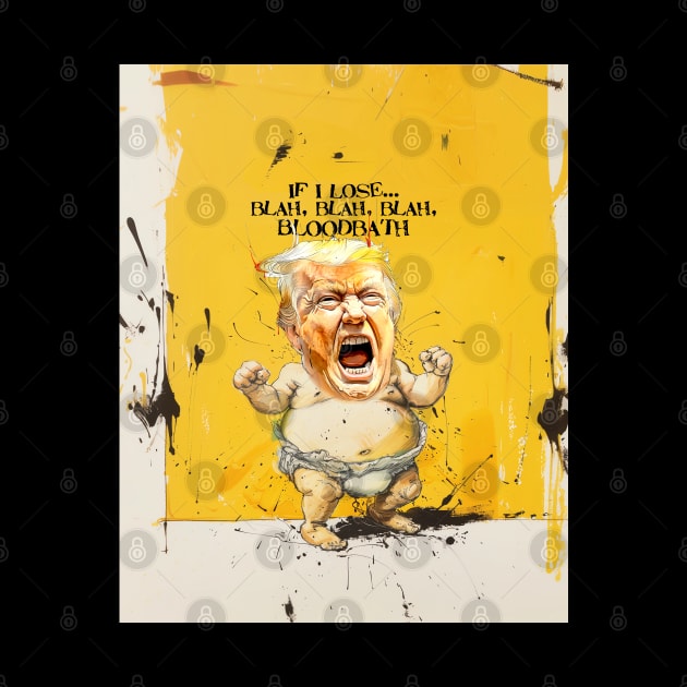 Baby Trump: If I Lose... blah, blah, blah, Bloodbath on a Dark Background by Puff Sumo