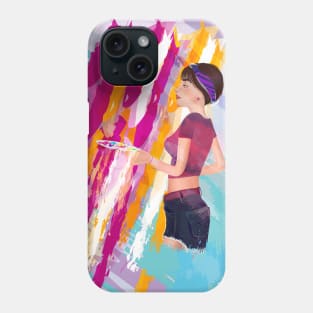 Girl painter and colorful artist paint palette Phone Case